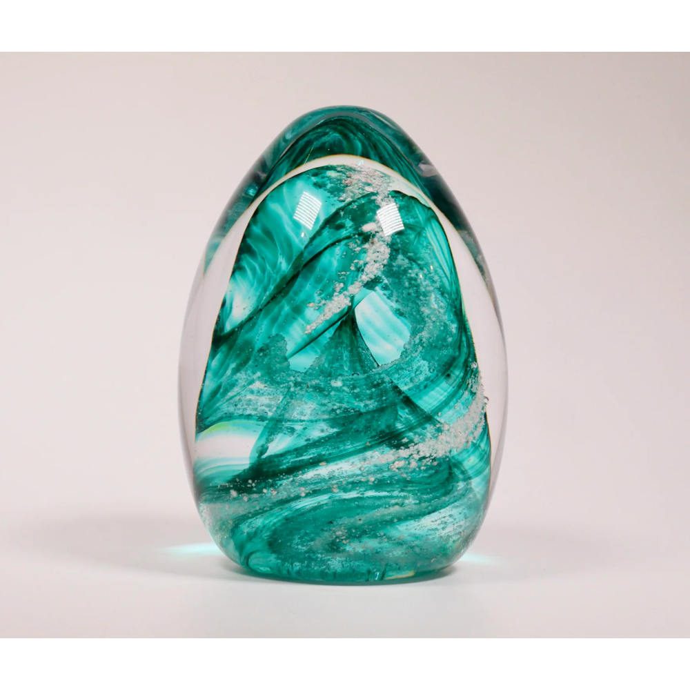 Ashes to Glass Paperweight Aqua