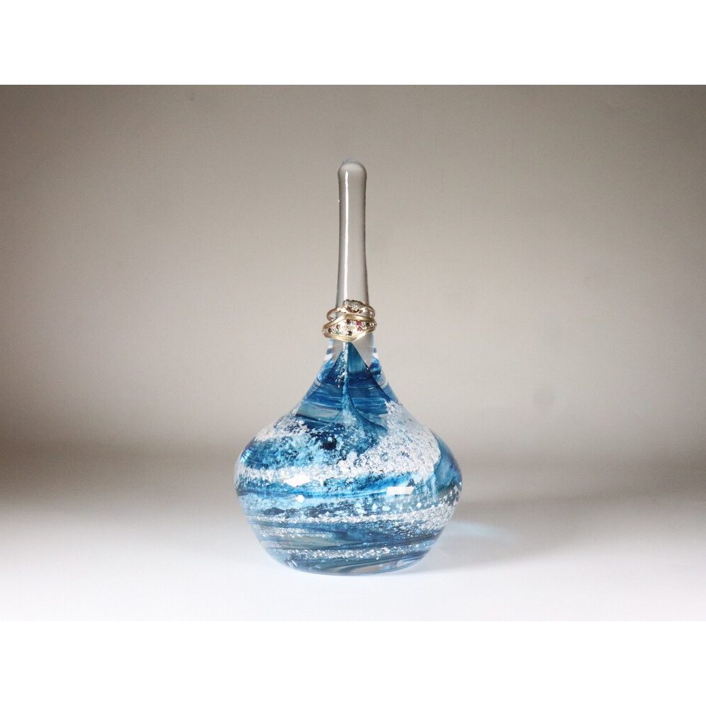 cremation ashes ring holder blue