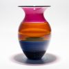 Handblown Glass Vases Cranberry Salmon Topaz Steel Aquamarine