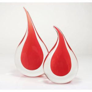 Red Teardrops Loranto Glass