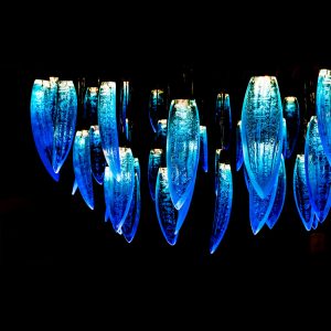 Blue Glass Chandelier by Jo Vincent